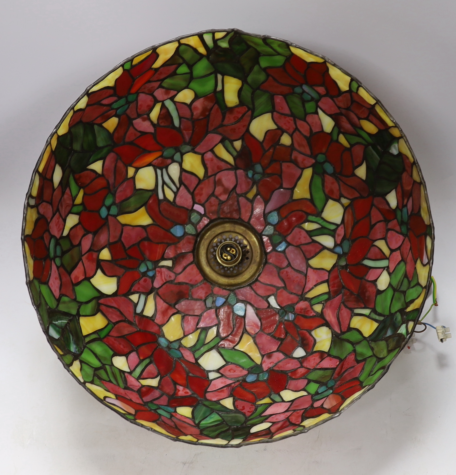 A Tiffany style circular ceiling light shade, 40cm diameter